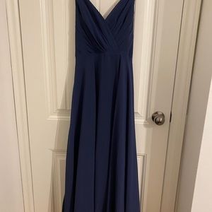 Size 4 David’s Bridal Navy V Neck Bridesmaid Dress